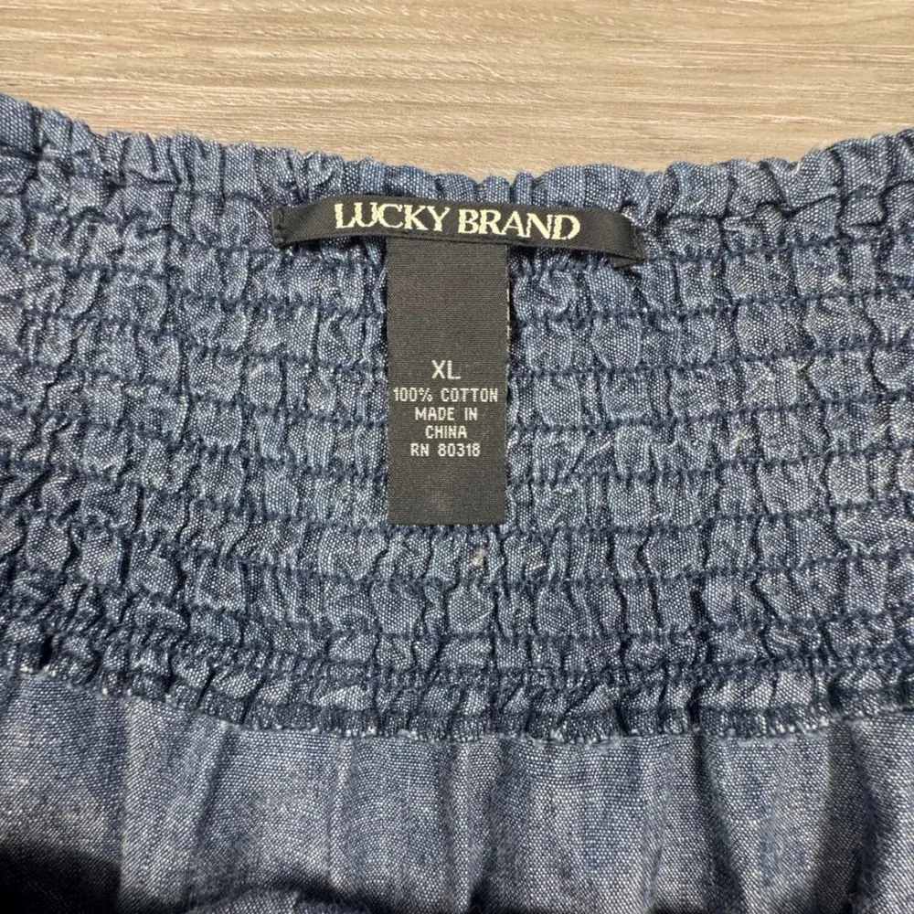 Lucky Brand Womens Denim Mini Skirt Blue Smocked Waist Cotton XL 7W40340 - Picture 5 of 8